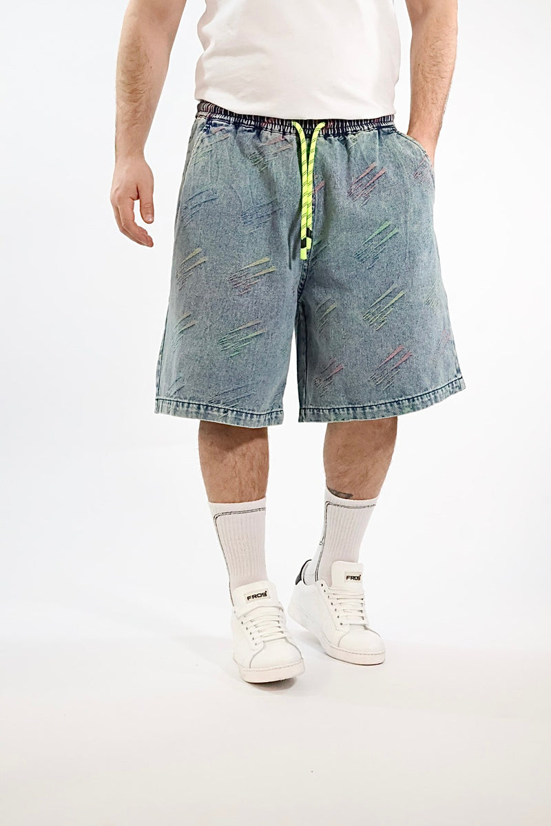 Bermuda denim triangoli fluo 230 BERNA