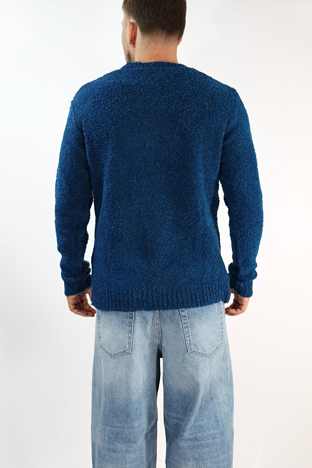 Maglione MACOMER3 blu giro bouclé BL11