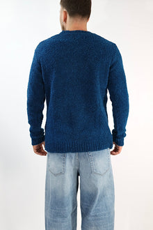 Maglione MACOMER3 blu giro bouclé BL11