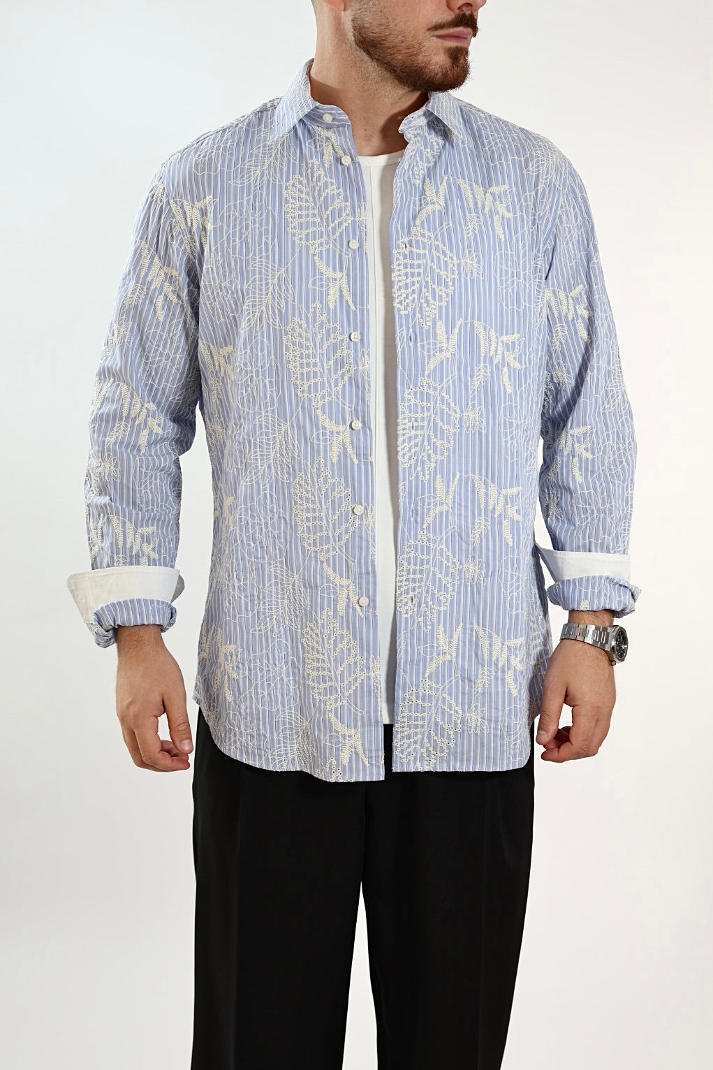 Camicia righe fiori 366 BERNA