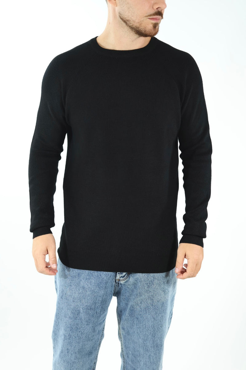 Maglioncino M08 paricollo raglan nero OVERD