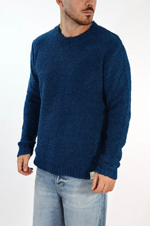 Maglione MACOMER3 blu giro bouclé BL11