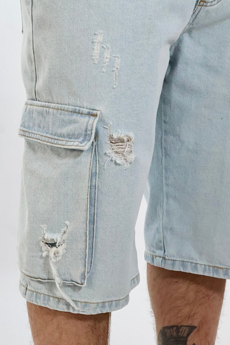 Bermuda denim cargo blitch 411  BL11