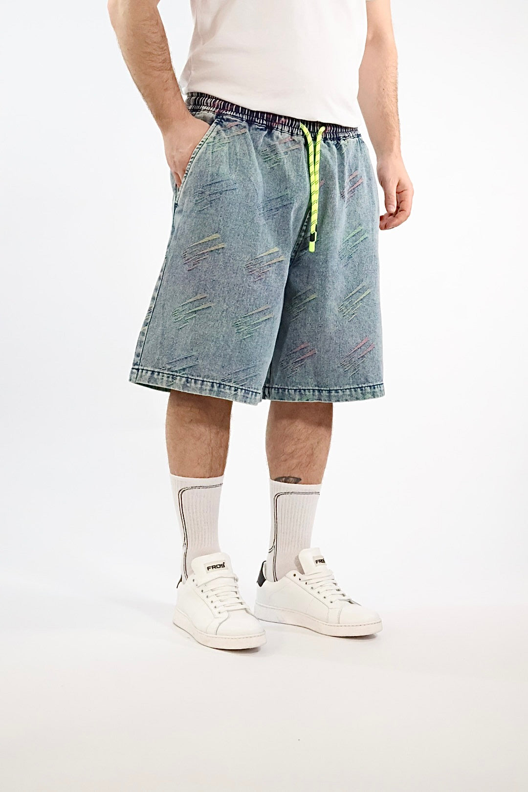 Bermuda denim triangoli fluo 230 BERNA