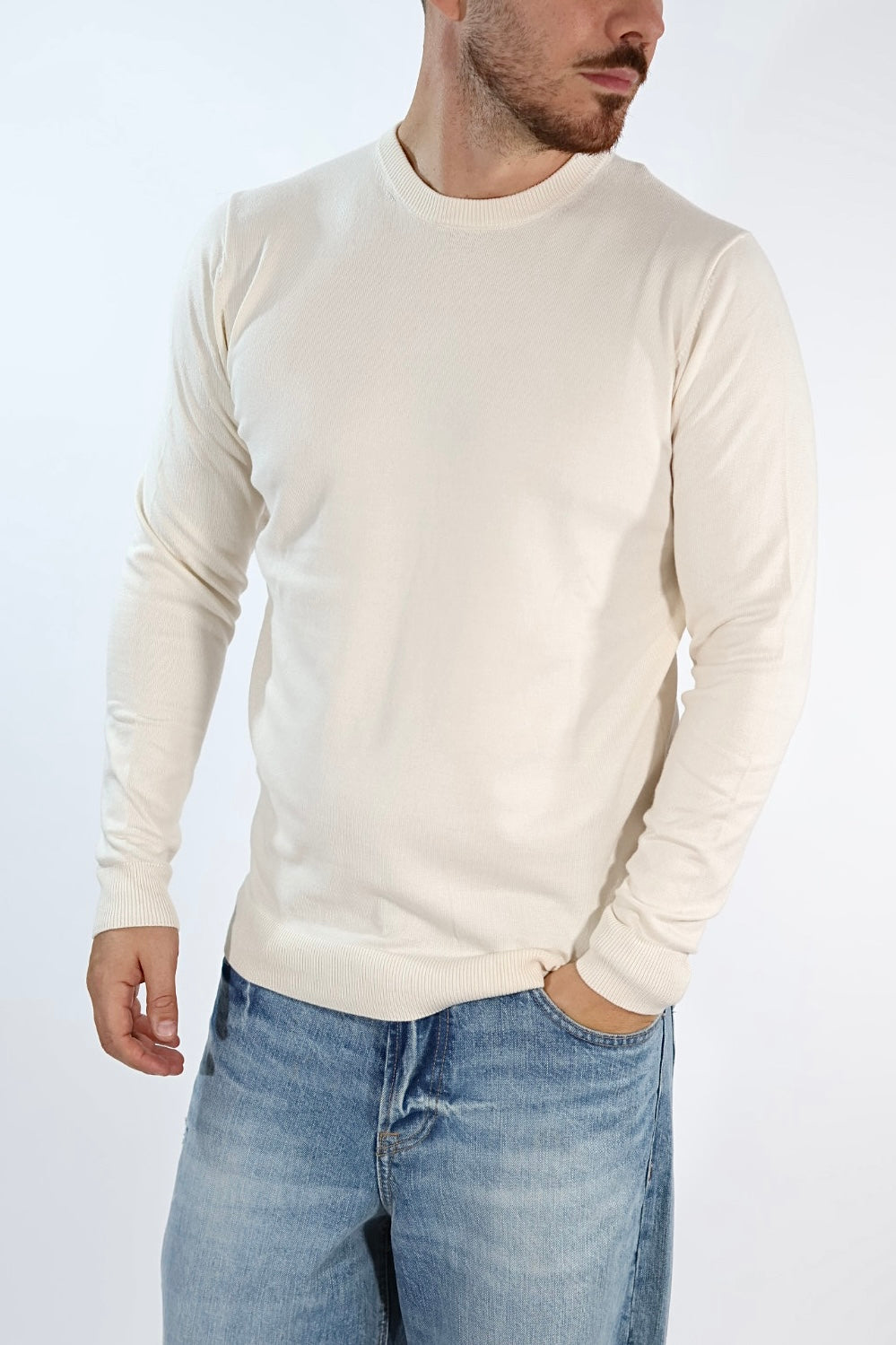 Maglioncino M01 bianco paricollo  OVERD
