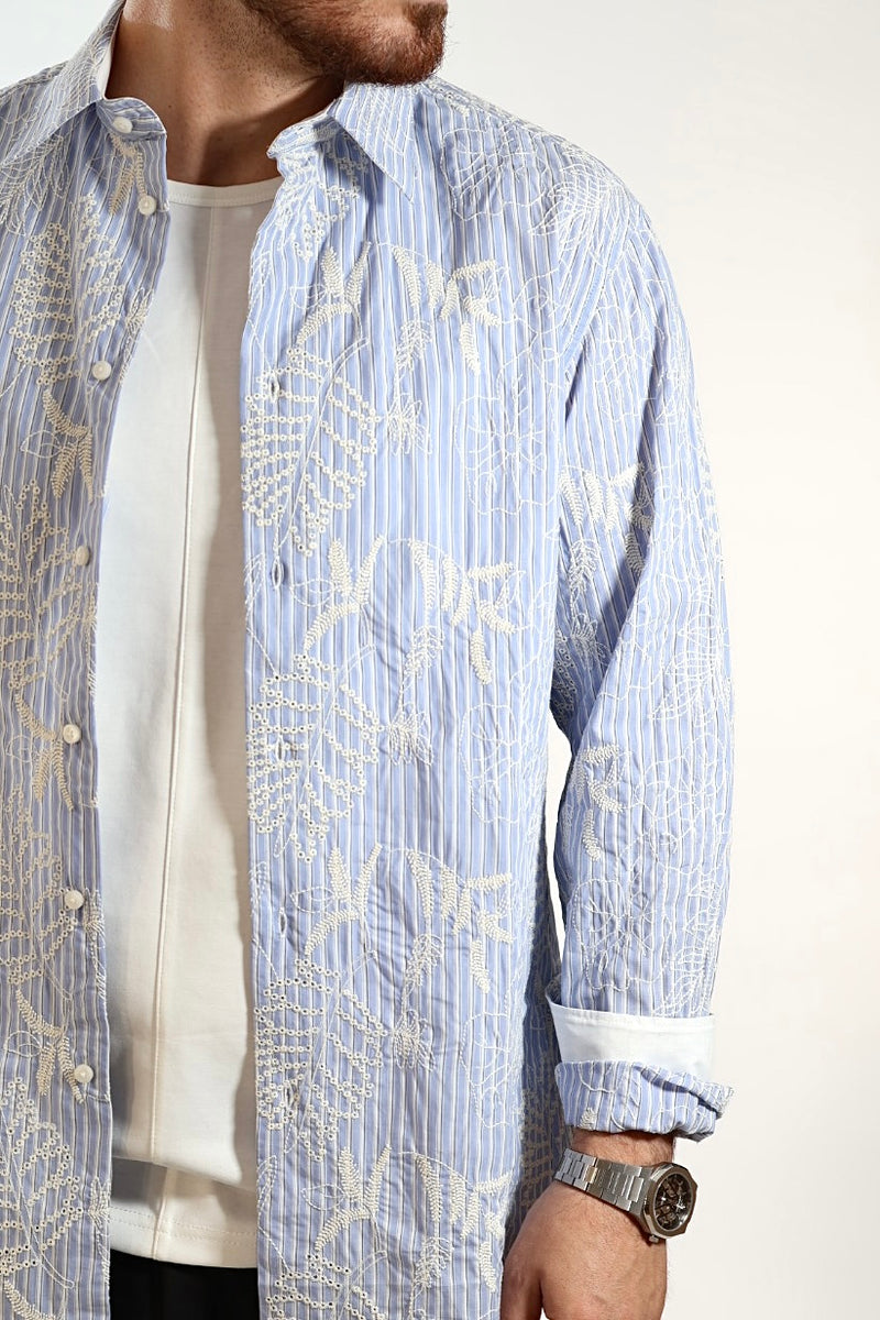Camicia righe fiori 366 BERNA