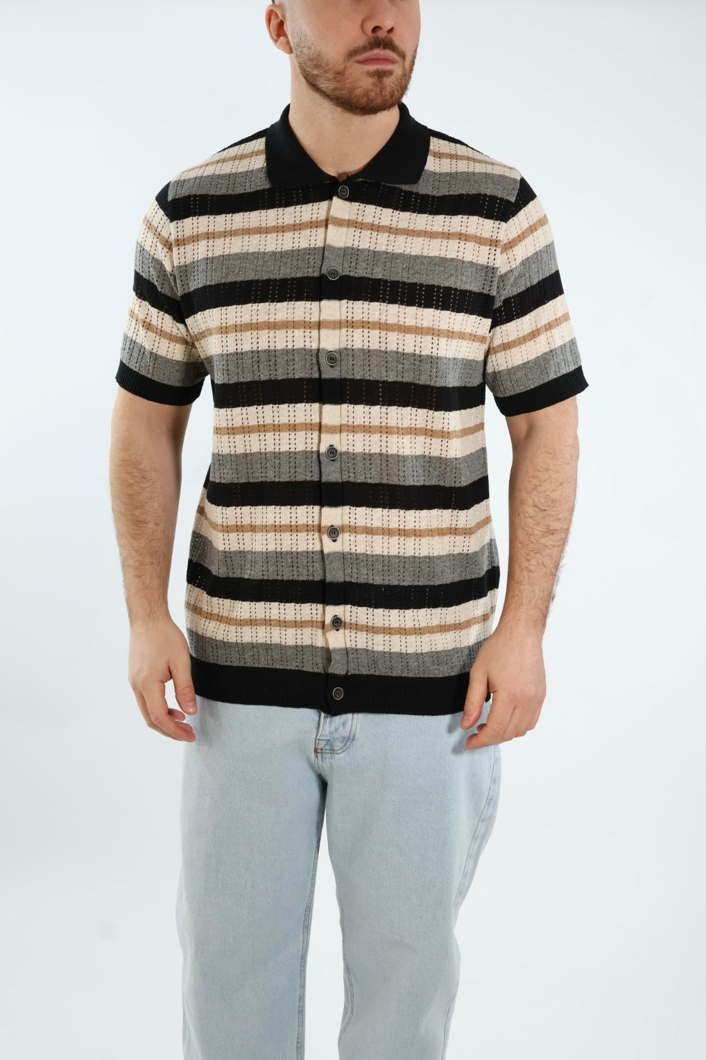 Polo in maglia righe 379 BL11