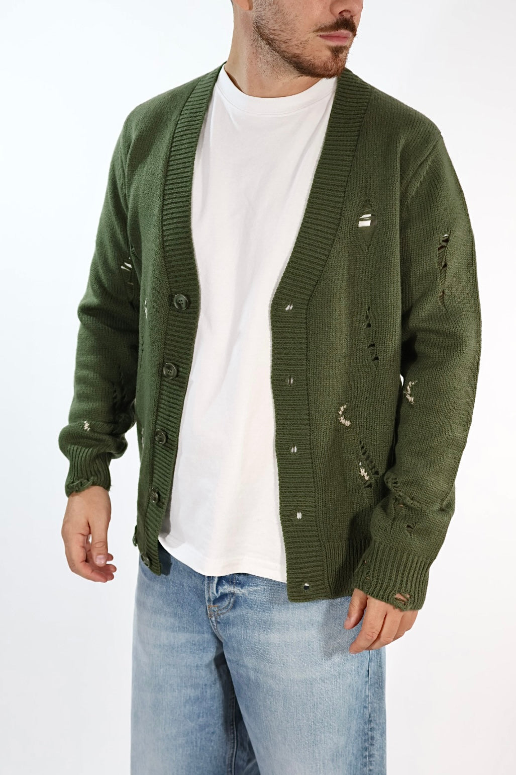 Cardigan 616 strappi misto lana GIANNI LUPO