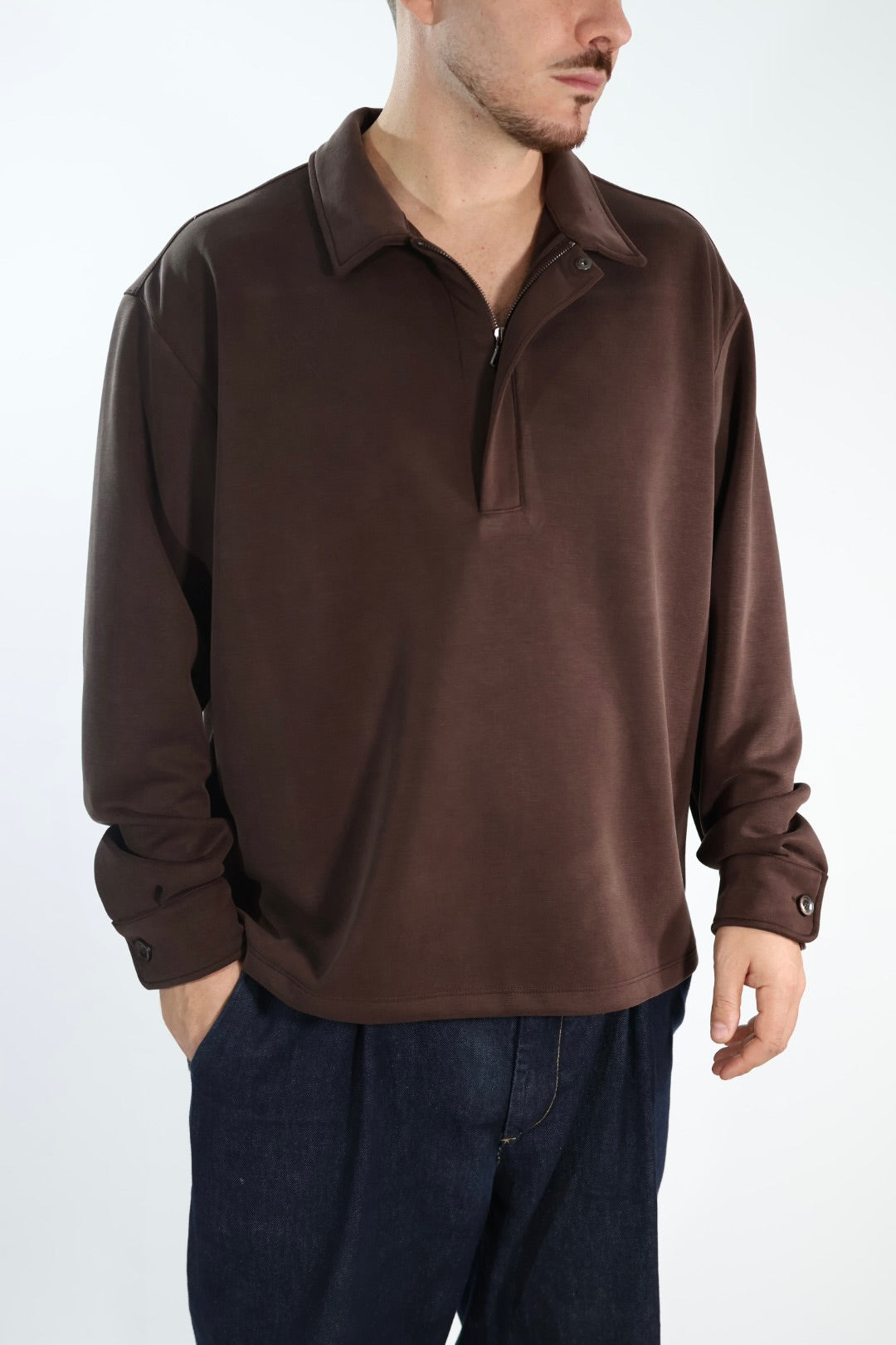 Polo felpa fi4321162 mezza zip viscosa BL11