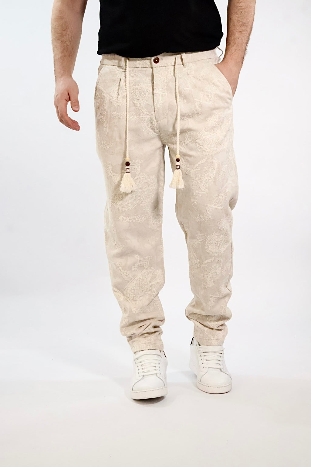 Pantalaccio paisley lino/cotone ricamato 281 BERNA