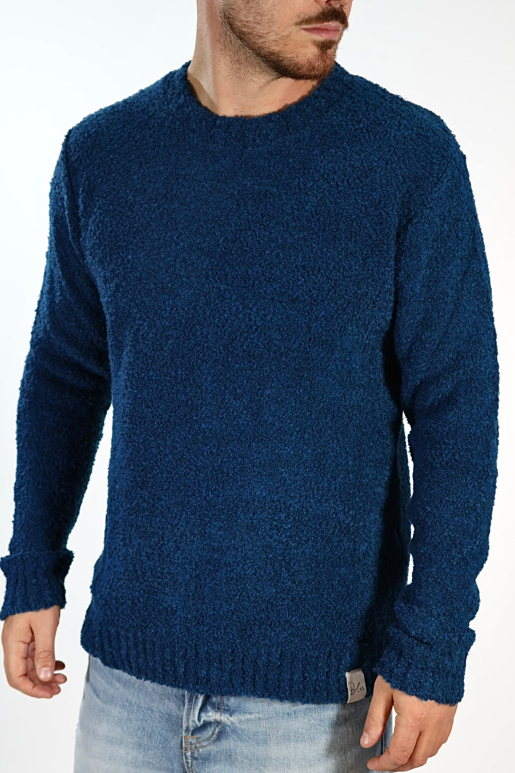 Maglione MACOMER3 blu giro bouclé BL11