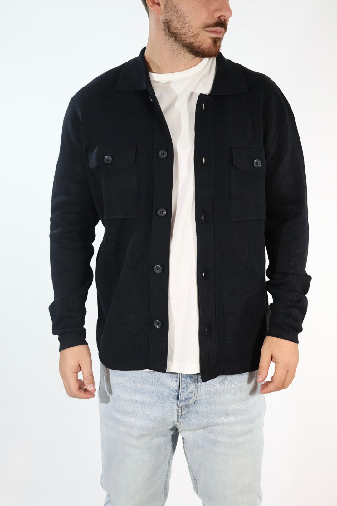 Cardigan 044 polo punto milano nero BERNA
