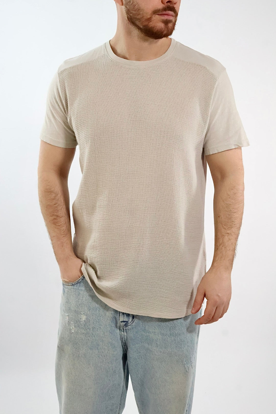 T-shirt girocollo misto lino 080 BL11