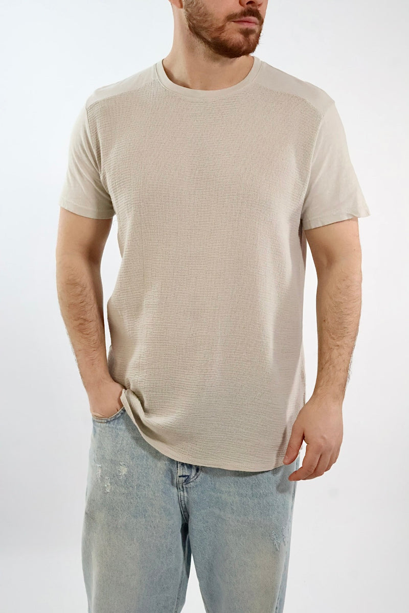 T-shirt girocollo misto lino 080 BL11