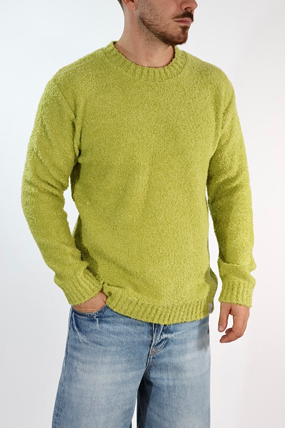 Maglione MACOMER371 verde giro bouclé BL11