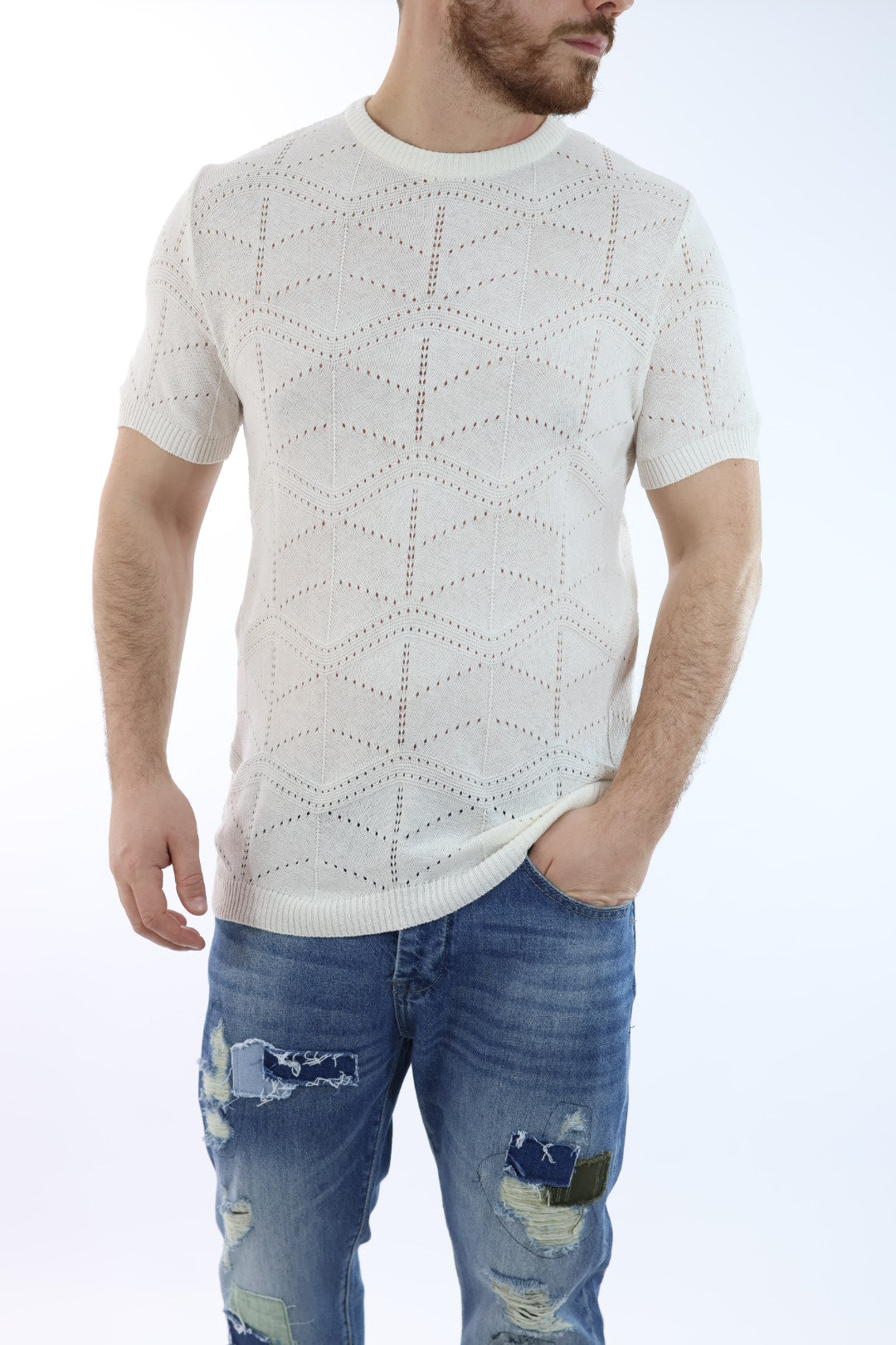 T-shirt in maglia m/m strutturata M43 OVER-D