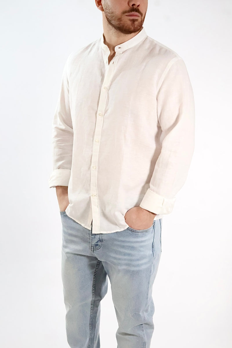 Camicia lino/cotone collo coreana C25 OVER-D