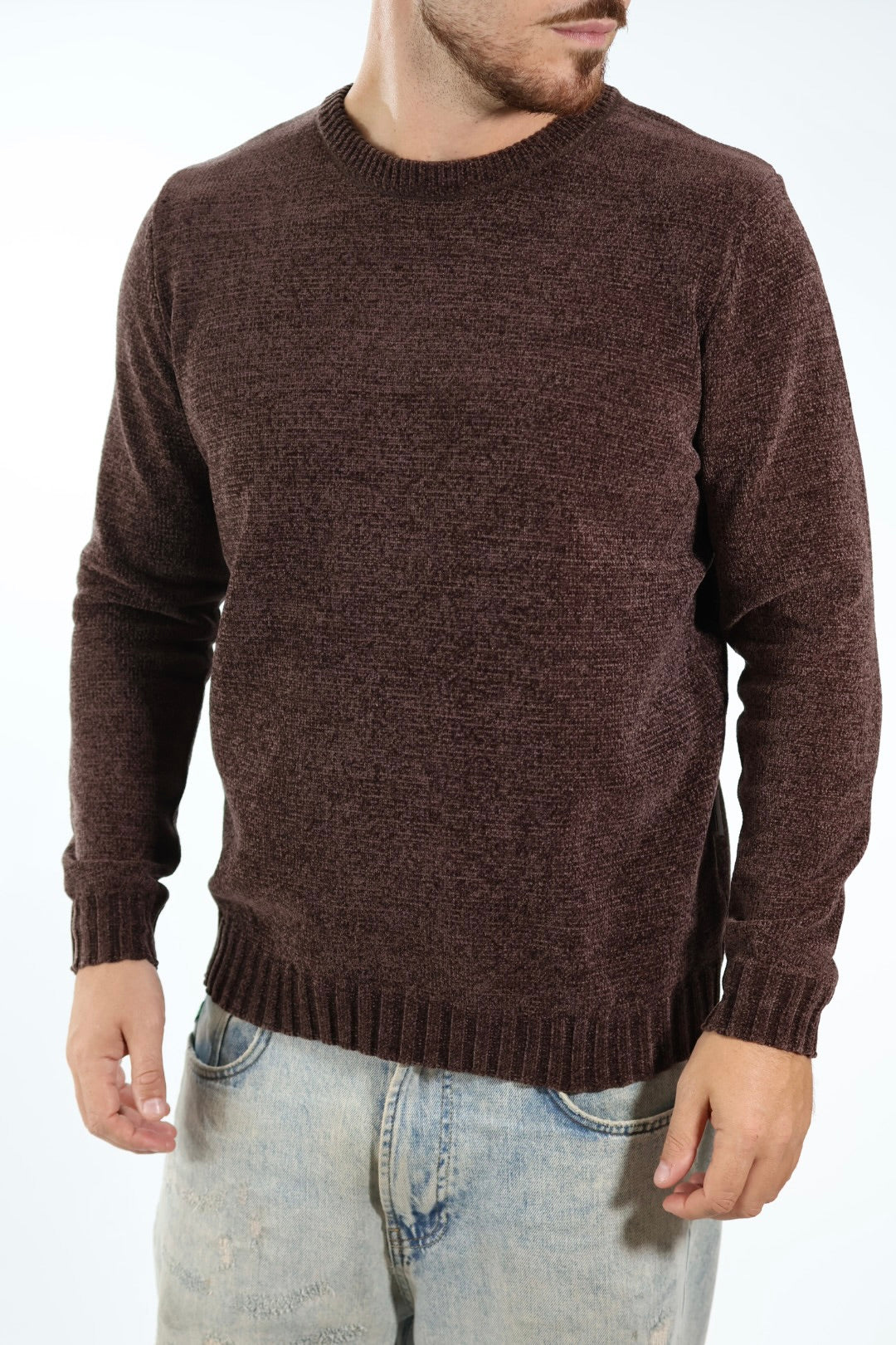 Maglione 363 girocollo ciniglia moro LANDEK