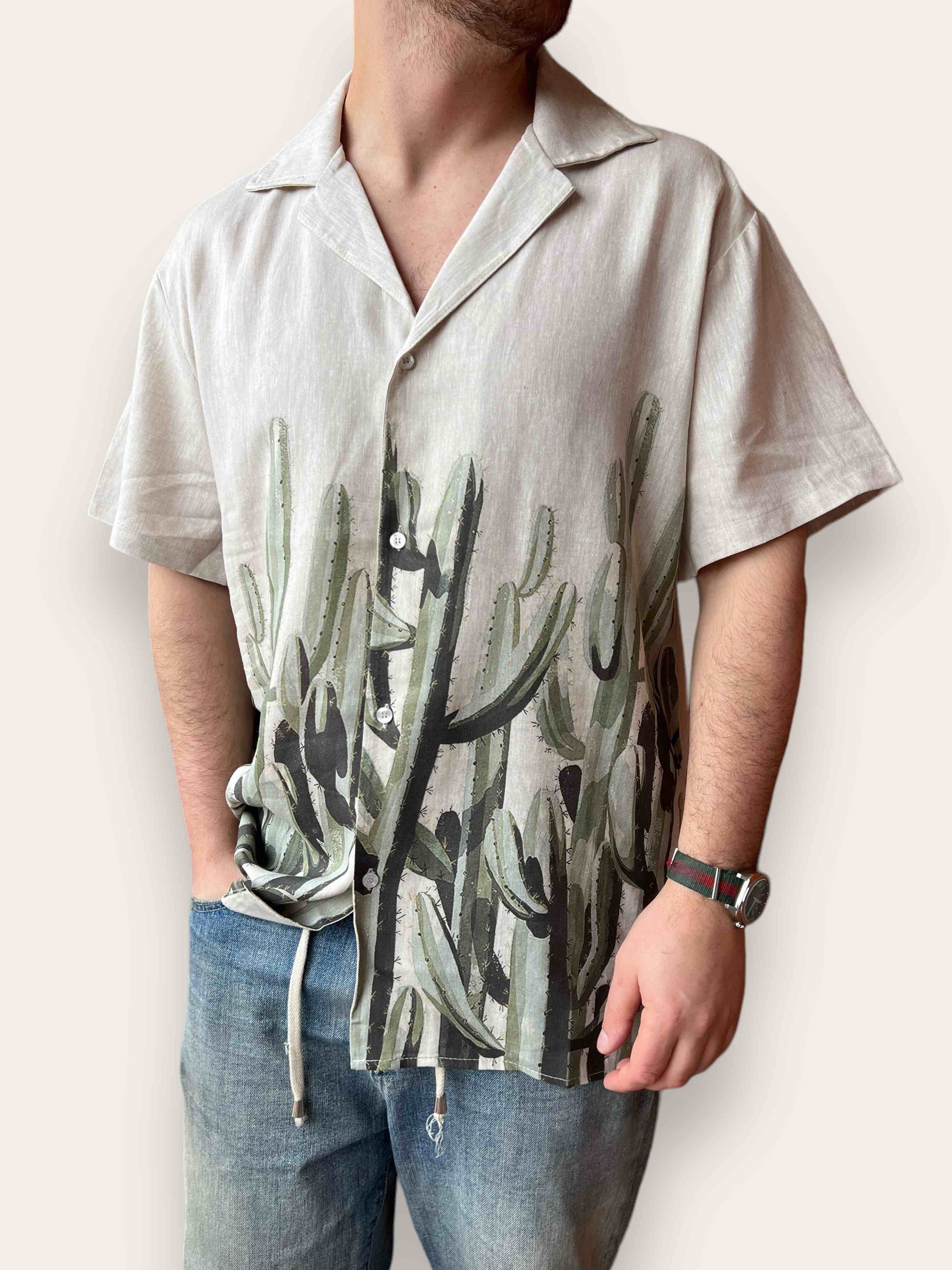 Camicia manica corta  Lino/visvosa TEMATICO