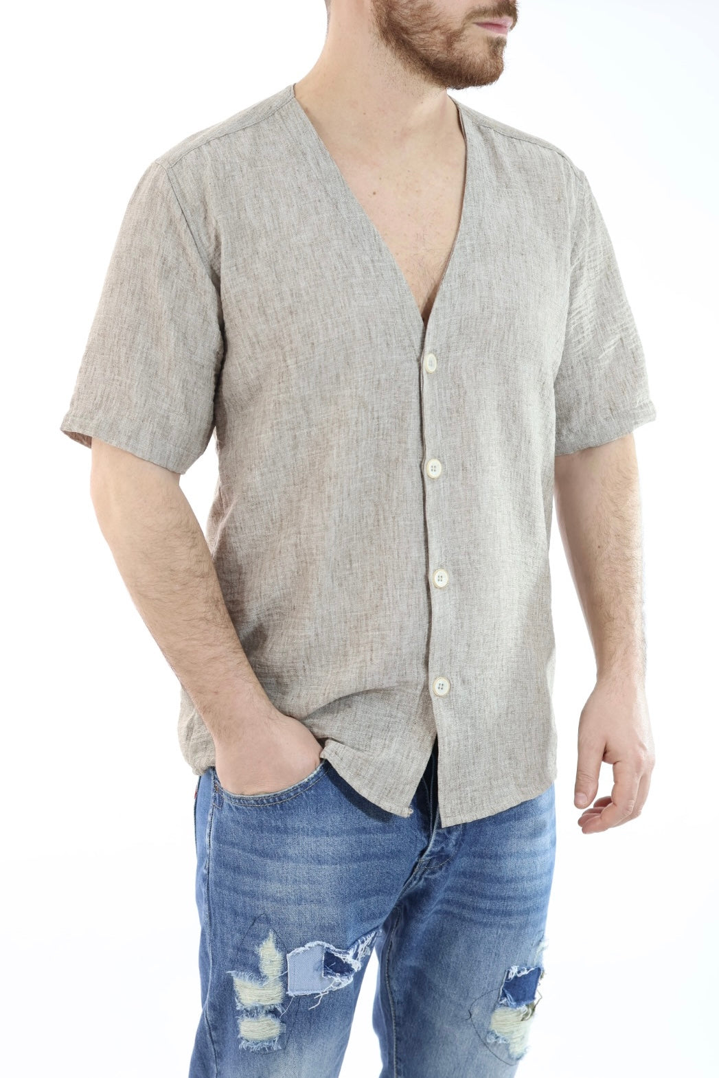 Camicia m/m scollo V  C60 OVER-D