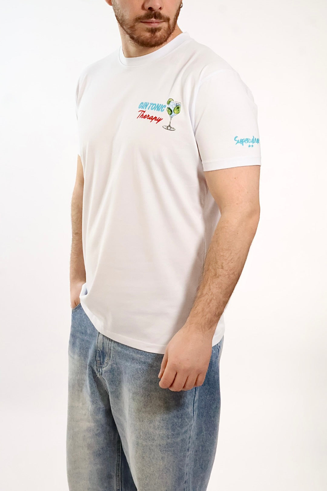 T-shirt ricamo gin tonic therapy A1905 SUPERCULTURE