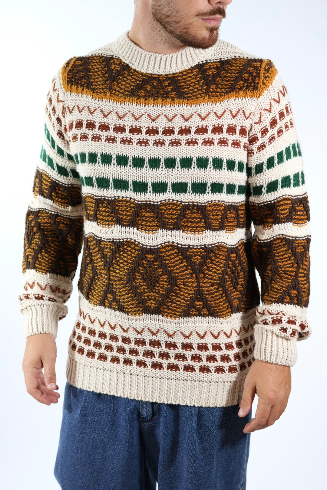 Maglione giro intarsio BW251430 BL11