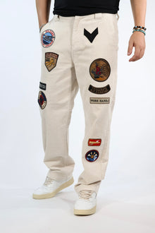 Pantalone 352 straight velluto e patch BERNA
