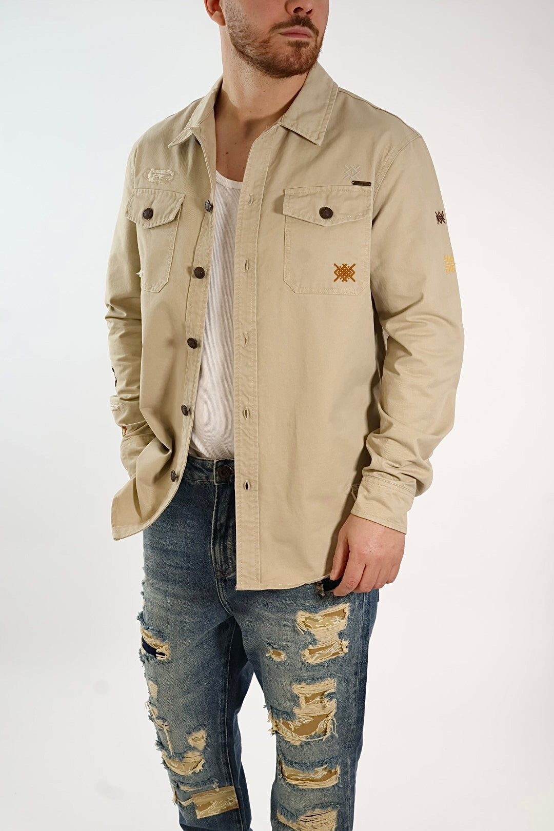 Overshirt cotone ricami 370R GIANNI LUPO