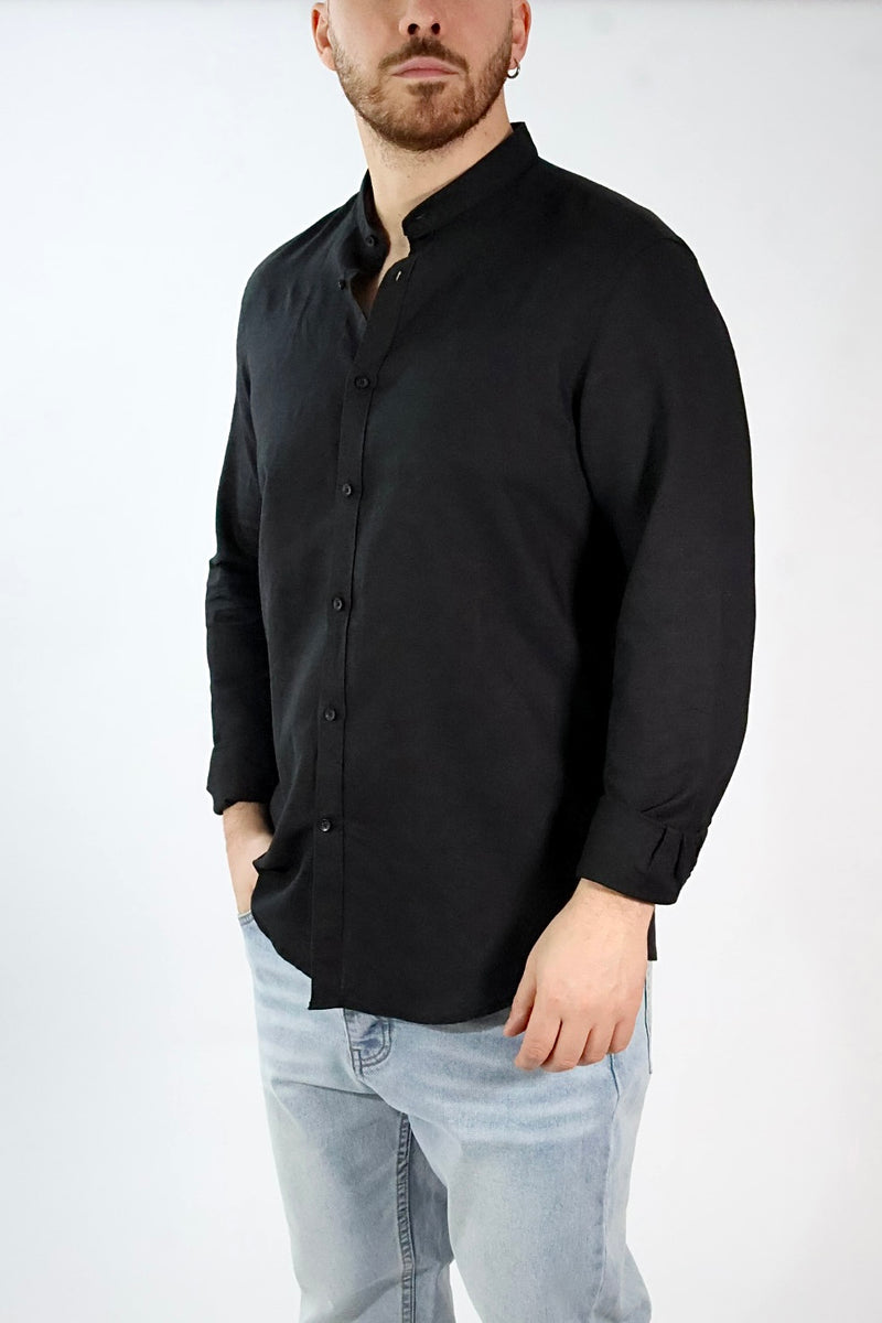 Camicia lino/cotone collo coreana C25 OVER-D