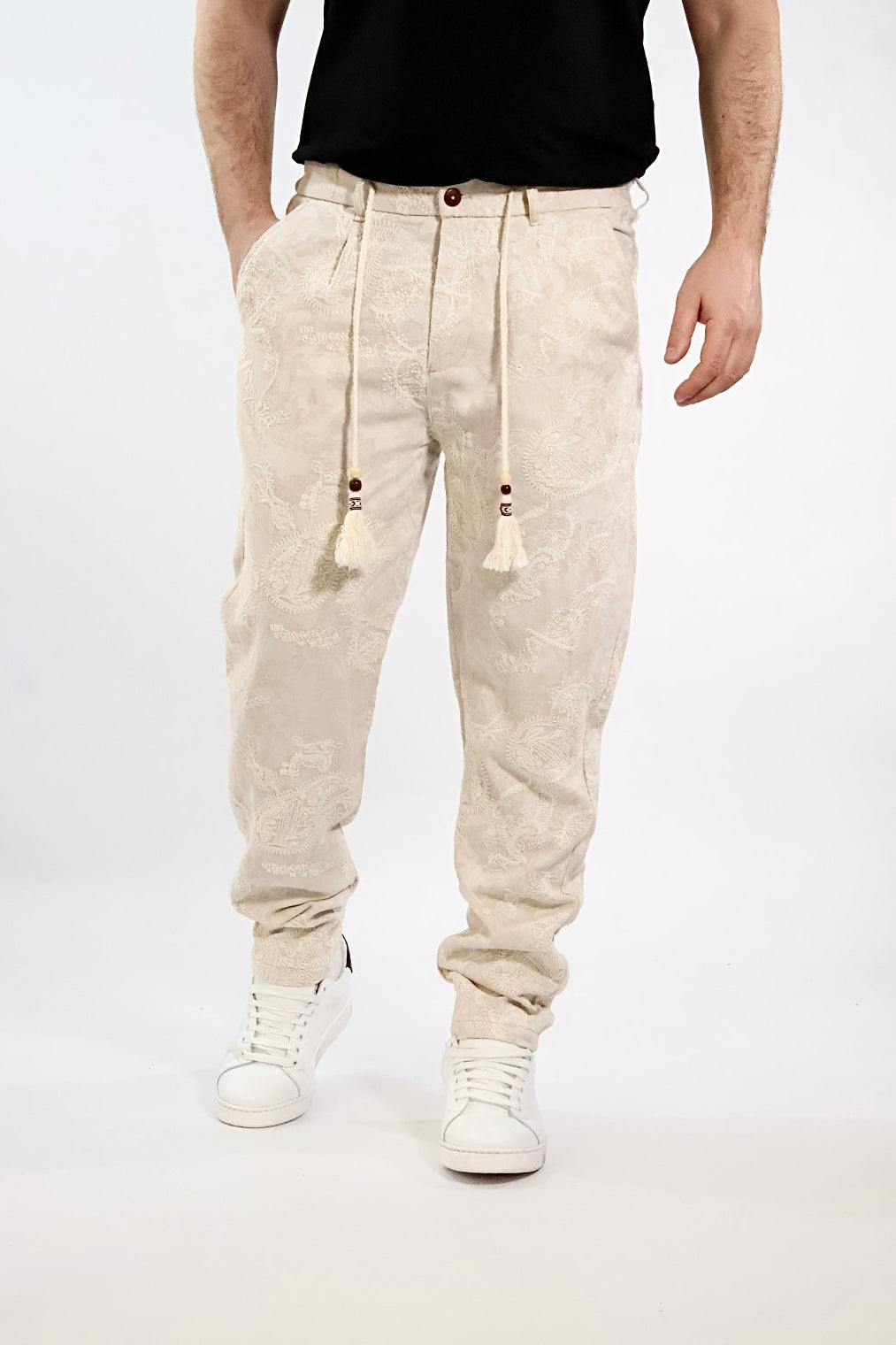 Pantalaccio paisley lino/cotone ricamato 281 BERNA