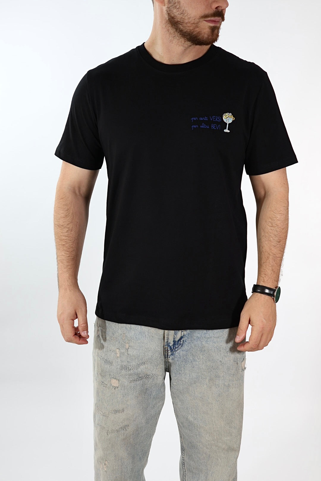 T shirt scritta ricamo 6032 J.W