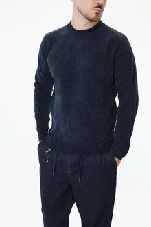 Maglioncino 049 blu navy girocollo ciniglia BERNA
